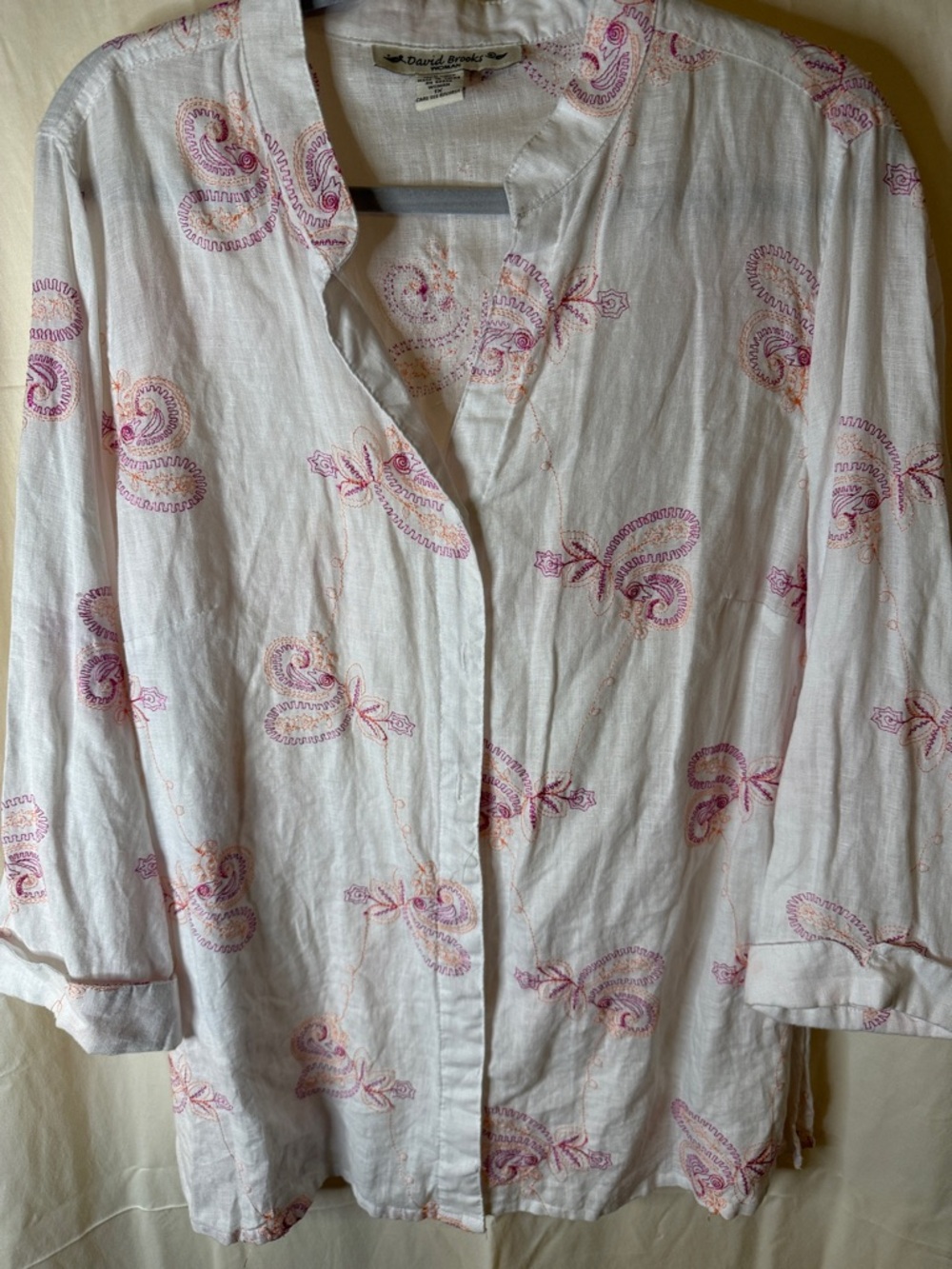 David Brooks White Paisley Tunic Top